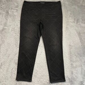 Chico's Pull On Jegging Jeans Women's 18R 3.5R 42x29 Black Check Bling
